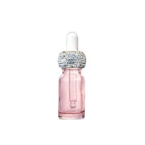 Pink Glass Dropper Bottle with Rhinestones